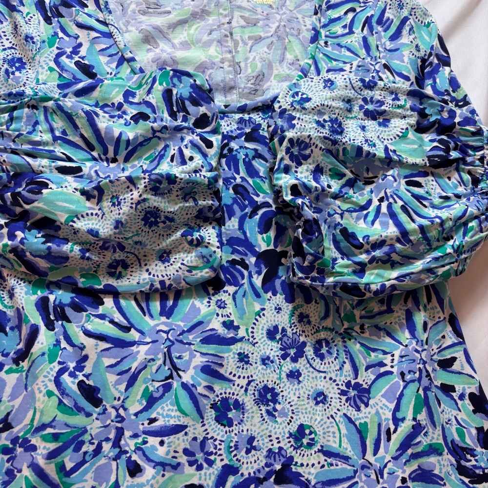 Lilly Pulitzer Carlile Sheath Dress Bell Sleeve Iris Blue High Maintenance Sz Sm - Picture 9 of 16